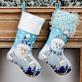 Miniatyrbild 2 av 5: Julstrumpor Julklappssockor Juldekorationer Blå Glödande presentpåse A