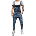 Miniatyrbild 1 av 3: Herr Denim Ripped Overall Jeans Dungarees Jumpsuits med fickor Dark Blue L
