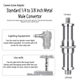 Miniatyrbillede 3 af 5: 5 stk standard 1/4 til 3/8 tommer metal hankonverter-gevind skrueadapter tapstuds