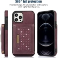 Pikkukuva 5 / 5: Iphone 13 Crossbody Telefonväska Pu Läder Diamond Bling Plånbok Flip Vikbart bakstycke med korthållare Lång rem Iphone 13 Silikon Innerskal