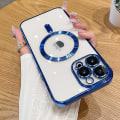 Miniatyrbild 1 av 4: Mode Transparent Magnetisk Trådlöst Case För Magsafe För Iphone 14 Plus 13 12 11 Pro Max Plating Mjukt Cover Blue For iPhone 12