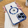 Miniatyrbild 1 av 4: Mode Transparent Magnetisk Trådlöst Case För Magsafe För Iphone 14 Plus 13 12 11 Pro Max Plating Mjukt Cover Blue For iPhone 13Pro Max
