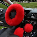 Miniatyrbild 1 av 4: Car Warm Antisladd cover Soft Fluffy Tredelad Set (röd)