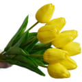 Miniatyrbilde 2 av 5: 10 Imponerende realistisk Touch Pu kunstig tulipanbukett med stilk-gul gul yellow
