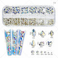 Miniatyrbillede 1 af 5: 3d Glitter Nail Art Ab/farverig Hotfix Rhinestones Flatback Crystal Diamond Gems Multi Size12 Gird Style 11