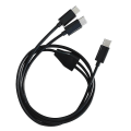 Miniatyrbilde 1 av 4: Ladekabel Type C til 2 Type C Hanne Til Hanne Støtter Lading Pluggbar Svart Black