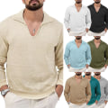 Miniatyrbilde 2 av 5: V-hals for menn mote slim lange ermer Khaki XL