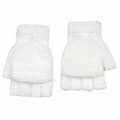 Dame halvfingerhandsker, bløde varme vinterhandsker med fluffy, strækbare flip-handsker White One Size