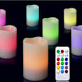Miniatyrbild 2 av 5: 3-pack LED flimrande ljus Fjärrkontroll 12 färger Flameless Wave Edge Lamp
