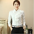 Miniatyrbillede 2 af 5: Nye kvinder chiffon bluse langærmet skjorte kvindelige professionelle blonder toppe Ol Chiffon toppe White 4XL