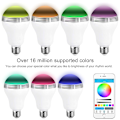 Miniatyrbild 2 av 9: Den nya Bluetooth glödlampa högtalare, trådlös E27 Smart LED glödlampa lampbelysning med RGB färgbyte musikspelare smartphone app kontrollerad