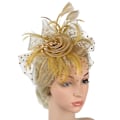 Miniatyrbillede 1 af 2: Feather Hair Fascinator Alice Pandebånd Clip Dame Bryllup gold