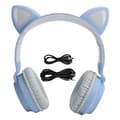 Kattöron Hörlurar 3D LED-ljus Trådlösa Bluetooth 5.0 Vikbara Headset med Mikrofon Grå Blå