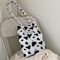 Miniatyrbild 1 av 5: Print Canvas Bag Dam Handväska Print Axelväska Vintage Canvas Bag ko mönster cow pattern