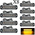 Advarselslys, 8 stk. 6 LED gule blinkende lys, 12/24V advarselslys til bil