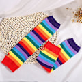 Pikkukuva 4 / 5: Rainbow Stripe käsivarsien lämmittimet jalkasukat Värikkäät reiteen ulottuvat sukat