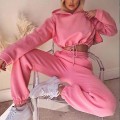 Miniatyrbilde 1 av 5: Høst og vinter Europeisk og amerikansk ny mote Ensfarget Langermet sports- og fritidsdress Todelt pink S
