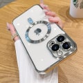 Miniatyrbild 1 av 4: Mode Transparent Magnetisk Trådlöst Case För Magsafe För Iphone 14 Plus 13 12 11 Pro Max Plating Mjukt Cover Silver For iPhone 14 Plus