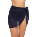 Miniatyrbilde 1 av 5: Dame Short Sarongs Beach Wrap Sheer Bikini Wraps Chiffon Cover Ups NAVY BLUE XL