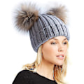 Miniatyrbilde 1 av 5: Dame Vinter Dobbel Pom Pom Beanie Fleece foret Bobble Lue Strikket fuskepels Pom