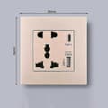 Miniatyrbillede 1 af 2: Strøm 2100ma USB-stik Krystalglaspanel 13a Stikkontakt med Type C-interface - WK Gold 1PC