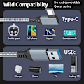 Miniatyrbillede 4 af 5: Link-kabel til Oculus Quest 2, hurtig opladning og pc-dataoverførsel Usb C 3.2 Gen1 5gbps Pd-overførselsopladningskabel Vr Headset Link-kabel Grey 3M