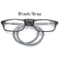 Miniatyrbillede 2 af 5: Magnetiske Hængende Halsbriller Bærbare Foldbare Tr90 Læsebriller Til Mænd Kvinder 2.5x Black Gray