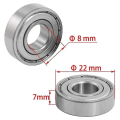 Miniatyrbilde 5 av 5: 20 stk Multifunksjons 608zz Kulelager Karbonstål Enkelrad 8x22x7mm Abec-7 Deep Groove Miniatyr Lagerutskifting