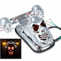 Miniatyrbillede 1 af 5: Krom skelet stil modificeret motorcykel led sort kranie baglygte med blinklys motorcykel baglygter plus styring S-yellow
