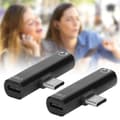 Miniatyrbillede 5 af 8: 2 stk. 2 i 1 Type C til 3,5 mm Audio Oplader Headset Adapter Noir