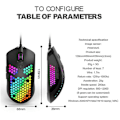 Miniatyrbillede 4 af 4: Led letvægts 65g kablet gaming mus Justerbar optisk sensor-sort