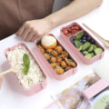 Pikkukuva 3 / 5: Lunch Box Lounaslaatikko Bento Box Lounaslaatikko, Yhteensopiva lasten ja Aikuisten kanssa, 3 lokerolla vuotamaton mikroaaltouuni, joka on valmistettu vehnästä biohajoavasta pl.