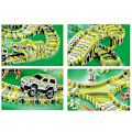 Pikkukuva 4 / 5: Hhcx Dinosaur Race Track Set Rail Car Less Assembly Bend Flex Racing Track Led Elektroninen Flash Light Autolelut lapsille 1pcs car