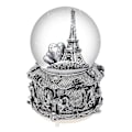 Miniatyrbild 1 av 2: Paris Eiffeltornet Snow Globe musikdosa med automatiskt snöfall och färgglada lampor, 100 mm 6 hög silver