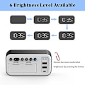 Miniatyrbillede 4 af 5: Digitalt vækkeur 5-tommer LED-skærm 12/24 timer 5 lysstyrke soveværelse vækkeur Hjemmekontor White