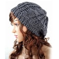 Miniatyrbilde 1 av 2: Hhcx-kvinner Vinter Varm Strikket Tykk Hekle Slouch Stretch Dame Beanie Varm Lue Dark Gray