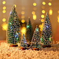 Miniatyrbild 2 av 5: Mini julgranar med trä bas konstgjorda mini furu hem part dekoration