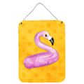 Miniatyrbild 1 av 2: Carolines Treasures BB8257DS1216 Flamingo Floaty Gul Polkadot Vägg eller Dörr H Multicolor 12x16