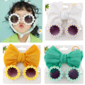 Miniatyrbilde 3 av 5: 2 stk/sett Daisy Flower solbriller med elastisk nylon baby pannebånd Bohemia Beach