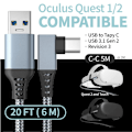 Pikkukuva 2 / 5: Link-kaapeli Oculus Quest 2:lle, nopea lataus ja tietokoneen tiedonsiirto USB C 3.2 Gen1 5 Gbps PD -siirtolaturikaapeli VR-kuulokemikrofonin linkkikaapeli Grey 3M