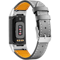 Miniatyrbilde 1 av 5: Lærremmer som er kompatible med Fitbit Charge 5, erstatningsstropper i ekte skinn for kvinner, menn Grey