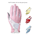 Miniatyrbild 5 av 5: Pu Läder Kvinna Golfhandskar Andningsbara justerbara halkfria handskar för män Kvinna Sporttillbehör Pink Size 18