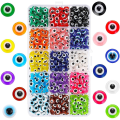 Miniatyrbilde 1 av 5: 450 stk Evil Eye Beads Present Håndlagde Resin Beads Charms Runde Perler For Diy Armbånd Ørepynt Halskjede 8MM