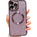 Miniatyrbild 1 av 5: Liangnv Kompatibel med Iphone 14 Pro Max Magnetic Glitter Case, Lyx Plating Cute Bling Clear Phone Case, Kompatibel med Magsafe For Women Girls W