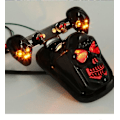 Miniatyrbillede 5 af 5: Krom skelet stil modificeret motorcykel led sort kranie baglygte med blinklys motorcykel baglygter plus styring B-red blue