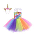 Miniatyrbillede 1 af 2: Enhjørning kostume til piger, små piger Rainbow Unicorn Tutu med pandebånd D 6T