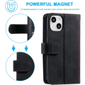 Miniatyrbild 5 av 5: Plånboksfodral För Iphone 13, Retro 9 korthållare Fack Dragkedja Handväska Fodral Pu Läder Magnetstängning Kickstand Med handledsrem Tpu Stötsäker