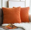 2 stk. fløjls pudebetræk, ensfarvede og stribede pudebetræk (45*45cm) Orange