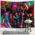 Miniatyrbilde 2 av 3: Trippy Mushroom Tapestry For Men, Psychedelic Fantasy Magical 3d Mushroom Small Tapestry Wall Hanging For Bedr