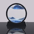 Miniatyrbild 2 av 2: Rörlig sandkonstbild rund glaskvicksandsmålning 3D djuphavssandlandskap Blue